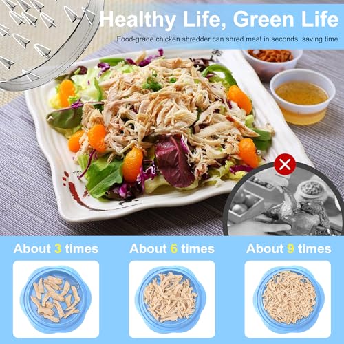 Chicken Shredder Tool Twist Large Meat Shredder with Brush&Fork, Sky Blue - color: Sky Blue