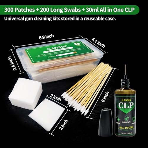 1700PCS gun cleaning supplies—1500PCS Gun Cleaning Patches +200PCS Gun Cleaning swabs,2"x2"Lint Free Gun Cleaning Rags,6"Long Cotton swabs for 9mm and All Caliber of Firearms.Gun Cleaning Kit - color: 300Patches+ 200Pointed Swabs+ 1 Bottle CLP