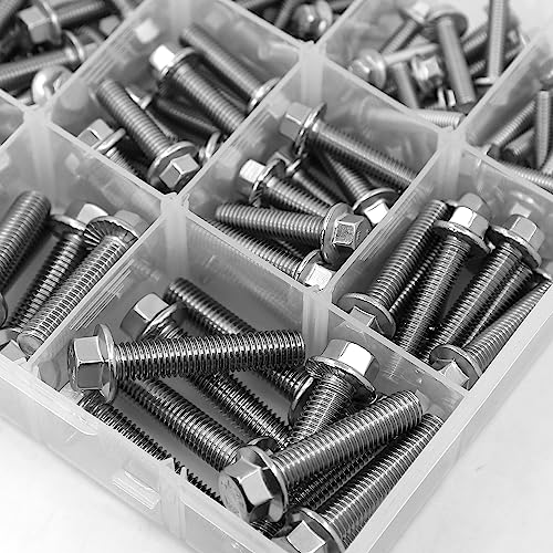 245PCS M6 M8 M10 Heavy Duty Flanged Bolts and Nuts Kit,Stainless Steel 304 Metric Flanged Hex Screws Nuts Includes 15 Most Common Sizes - color: 245PCS M6 M8 M10 Bolts and Nuts Kit