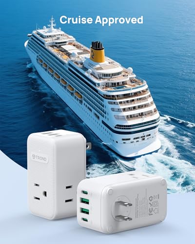 TROND 2 to 3 Prong Outlet Adapter 2 Pack, 3 AC Power Splitter with USB C - color: White, size: 2 Prong-2 Pack