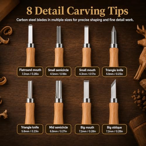 26Pcs Deluxe Wood Carving Kit, Whittling Knife Set with Leather Storage Case, Basswood Blocks & Safety Gloves, Woodworking Tools for Beginners Adults Kids, DIY Craft Gift for Men Teens