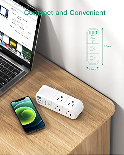 Outlet Extender with Rotating Plug, 6 AC Multi Plug Outlets 3 USB Ports - color: White, size: 2A1C, 2-pack