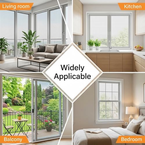 Window Screen & Screen Door Repair Kit (48"x118") - Fiberglass Mesh Replacement with 10M Spline, Rolling Tool, Clips, Cutter & Measuring Tape, Gray