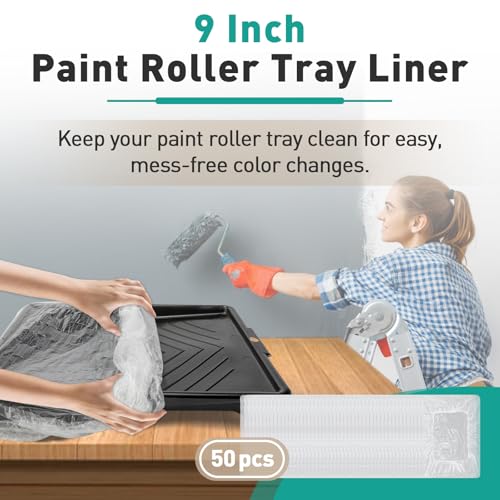 50 Pcs Paint Tray Liners Disposable - 9 Inch Paint Roller Tray Liner - size: 9 Inch
