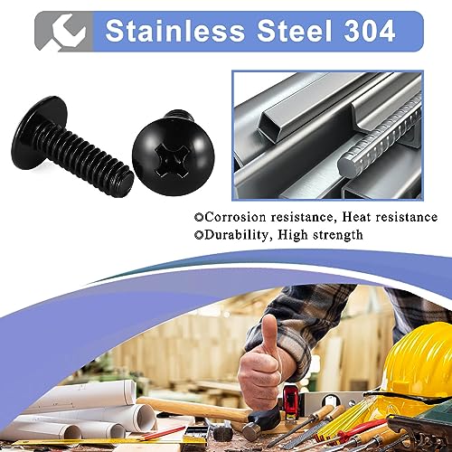 Mellewell #8-32 x 1-3/4" Truss Head Machine Screws, Full Thread, 18-8 Stainless Steel, Black Finish, Quantity 50 - color: Black, size: #8-32 x 1-3/4"