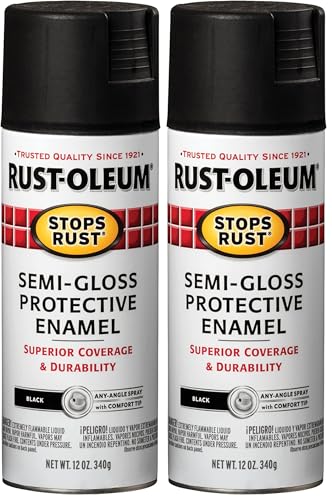 Rust-Oleum 7798830 Stops Rust Spray Paint, 12-Ounce, Semi Gloss Black (Pack of 2) - color: Semi-Gloss Black, size: 12 Ounce (Pack of 2)