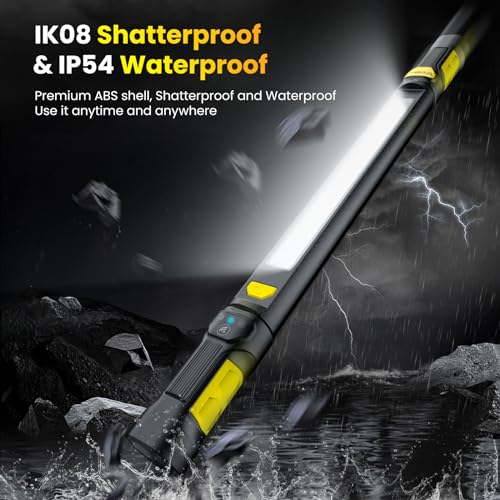 3000LM Rechargeable LED Underhood Work Light, 【Auto On/Off】 Work Light | 3000LM brightness for engine bays, garages, workshops and roadside repairs; magnetic mounting, hooks, 5200mAh battery
