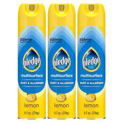 Pledge Dust & Allergen Multisurface Cleaner Spray, Lemon, 9.7 oz, (3-Pack) - size: 9.7 Ounce (Pack of 3)