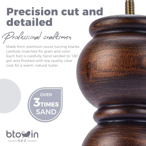 8 inch Solid Wood Turned Furniture Legs 4Pcs with M8 Bolts, Glaze - color: Glaze, size: 8" (20cm)