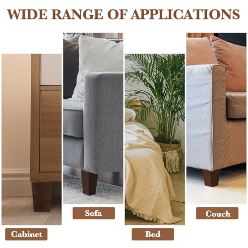 Hoteam 8 Pcs 4 Inch Square Wood Furniture Legs Couch Sofa Feet, Brown - size: 4 Inch