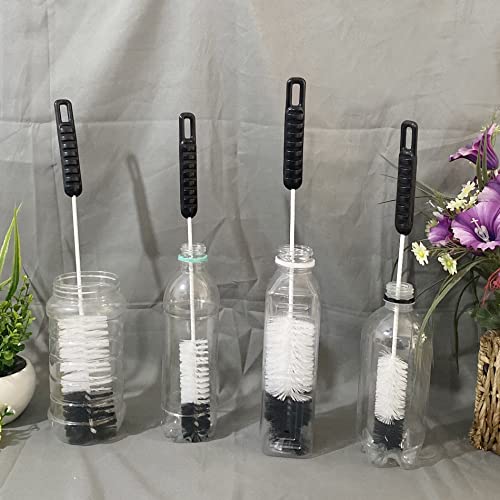 Bottle Brushes Thin Long Handle X 4, Soft Nylon Slim Wire Set