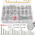 780pcs Hex Bolts and Nuts kit, 304 Stainless Steel M6 M5 M4 M3 Metric Bolt Assortment (Lock & Flat Washers), Stainless Steel Bolts and Nuts kit, Metric Screw Assortment - size: M6 M5 M4 M3