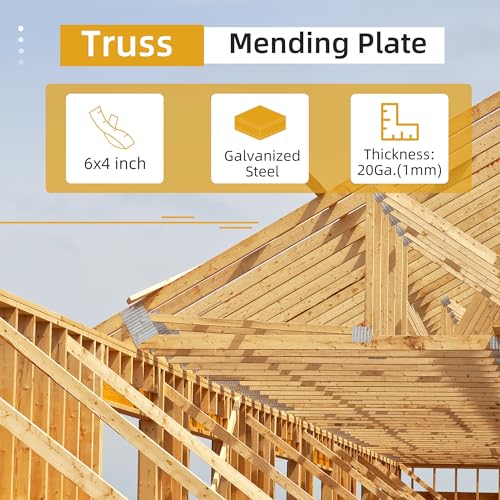 10 Pack 6x4 inch Truss Mending Plate Compatible with 8mm Nail Teeth - size: 6x4 inch
