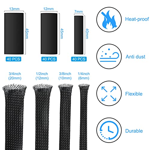 Tatuo 65.6ft Braided Cable Sleeve Expandable Wire Sheathing(Black) - color: Black, size: 65.6 ft