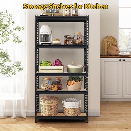 Storage Shelving Unit, 5-Tier Adjustable Metal Storage Shelves, 30" L x 12" W x 60" H Heavy Duty Garage Storage Shelves for Kitchen Pantry Basement Bathroom Laundry