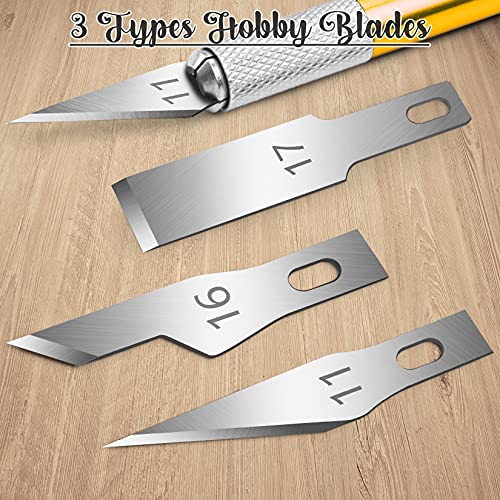 DIYSELF Exacto Knife Set, 2 Pack Craft Hobby Knife with 40 Spare Blades - color: Gold-blue (2 Pack)