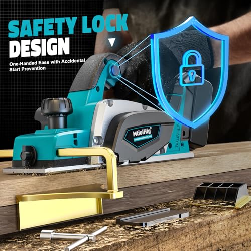 MtiolHig Cordless Planer Compatible with Makita 18V Battery,Tool Only - color: Blue