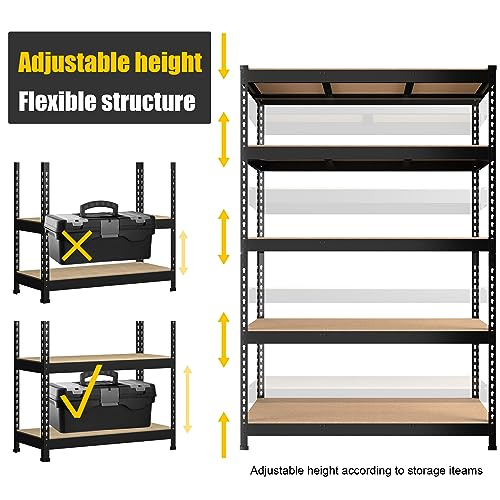 PrimeZone 48"W x 24"D x 72"H Garage Storage Shelves, 5-Tier Metal Shelving - size: 48"W x 24"D x 72"H