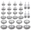 Wire Brush Set 28 Pcs - Abrasive Wheel, Cup Brush, Coarse Crimped Carbon Steel Attachments for Drill with 1/4 Inch Hex Shank (28)