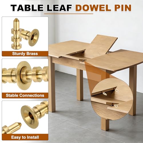uxcell 6Pcs Table Leaf Dowel Pin, 8x15x29mm Brass Table Top Leaf Alignment Pins Desk Bolt Sleeve Connectors for Furniture Cabinet Wooden Box, Gold Tone - size: 8x15x29mm