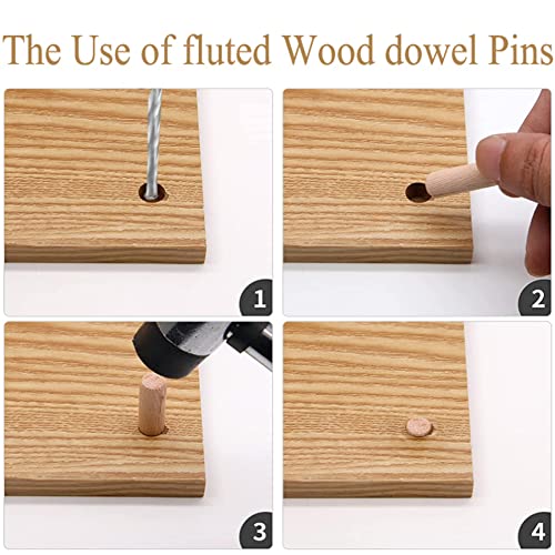 100 Pack Wooden Dowels 3/8 Inch Wooden Dowel Pins 1.5'' Dowel Rods Wood Sticks Reinforcing Wood Dowel for Furniture Repair Chair Table Cabinet Drawer Woodworking Joints Assembly Cabinet