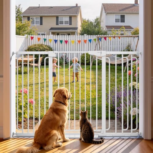 Cumbor 36" Extra Tall Baby Gate, 30.4-56.8" Extra Wide Dog Gate White - color: White, size: 30.4"-56.8" W x 36" H