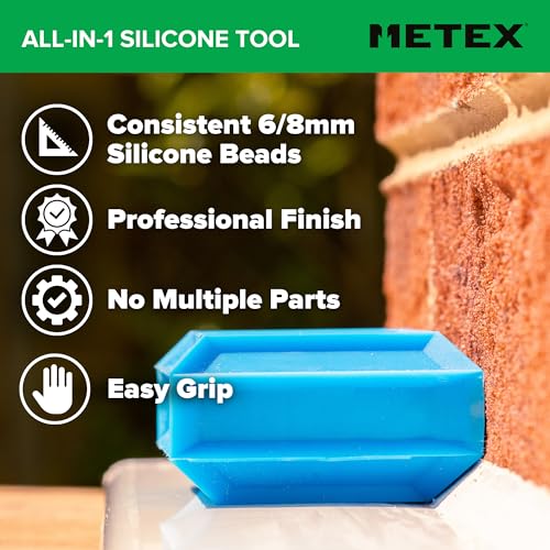 Silicone Block - 5 in 1 Easy Grip Sealant Shaping & Finishing Caulking Tool - Creates A Consistent Width Bead. Sharp & Consistent Internal Corners with A Choice of 6mm Or 8mm Bead