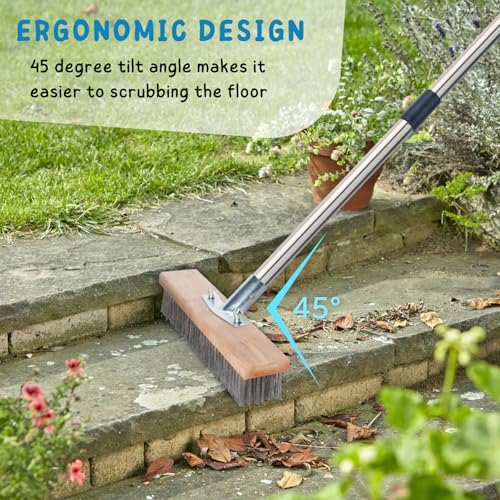 Stainless Steel Wire Brush, 59'' Long Handle Floor Scrubber for Concrete - color: Stainless Steel