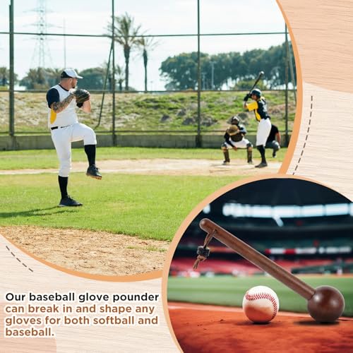 Hollowfly Baseball Glove Mallet 12 Inch Baseball Softball Glove Shaping Hammer with Leather Rope- Quick Create Ball Shaped Pocket for Softball - color: Walnut Wood Color