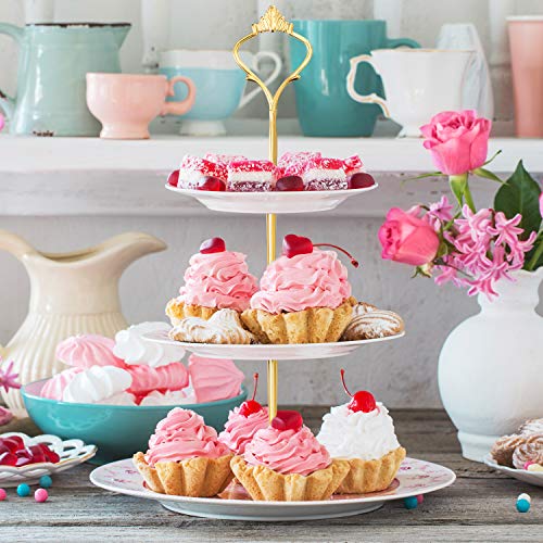 Patelai 6 Sets 3 Tier Cake Stand Hardware Tiered Tray Plate Hardware Kit Heavy Metal Cake Fruit Food Plate Stand Fitting Stacking Kit for Serving Dessert Cupcake Dish Food (Simple,Silver,Gold) - color: Silver, Gold, size: Simple