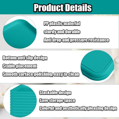 Plastic Serving Trays, 12 Pack Cafeteria Trays Plastic Fast Food Tray for DIY Projects, Painting, Beads, Organizing Supply, 9.4 X 6.7 X 0.6 Inches (Turquoise) - color: Turquoise