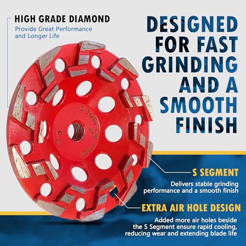 5" Diamond Grind Wheel S Seg Concrete & Coating 5/8"-11 Threaded Arbor - style: 5" Diameter / S Segments