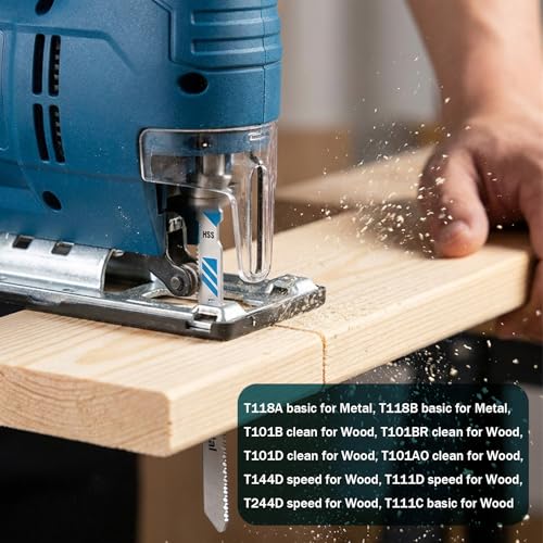 10-Piece T118A T-Shank Jigsaw Blades, High Carbon Steel Jig Saw Blade Set for Thin Metal, Sheet Metal and Aluminum Cutting, Compatible with Most Major Jigsaws