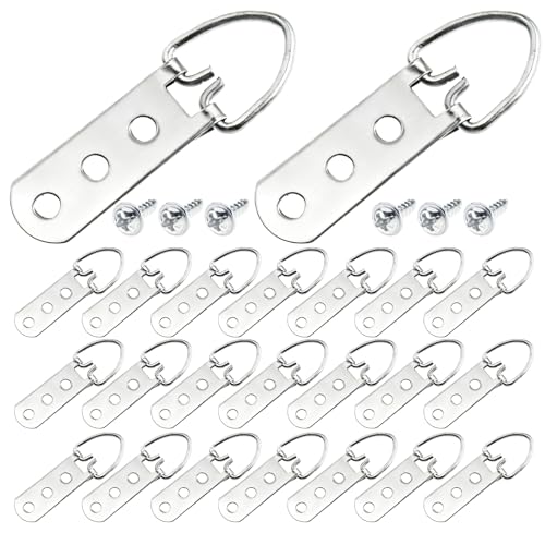 D-Ring Picture Hangers with Screws 40 Pack Hangers for Picture Frame 3Hole - size: 3hole_40pcs