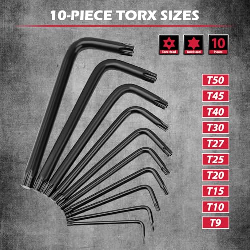 41-Piece Hex Key Allen Wrench Set, L Shape Hex and Torx Key Wrenches with Torque Handle | SAE(0.028"-3/8") | Metric(0.7mm-10mm) | Torx(T9-T50) in 3-Layer Storage Case, Heat Treated Cr-V Steel - style: 41-Piece Set (New Version)