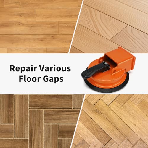 Floor Gap Fixer Tool Kit with Rubber Mallet and 8 Reusable Sticky Pads, Heavy Duty Suction Cup Floor Gap Repair Tool for Laminate, Vinyl Plank, Hardwood and LVP Flooring