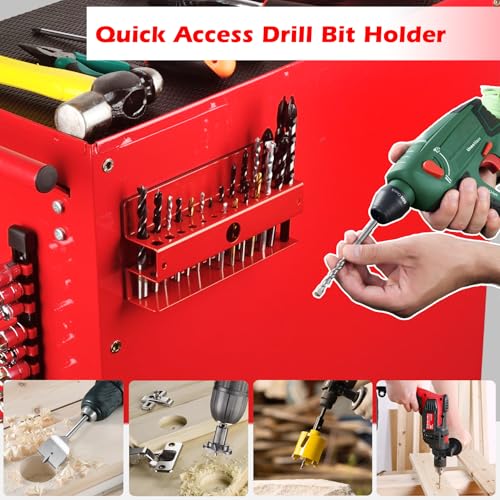 MUTUACTOR Drill Bit Organizer Heavy Duty,Quick Access Magnetic Mount Drill Bit Holder,Anti-scratch Magnetic Tool Holder for Long Phillips Head Drill Bits Impact Bits Storage,Red,26 Holes - style: Red Magnetic Drill Bit Holder