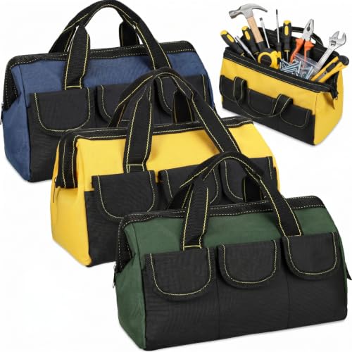 Sanwuta 3 Pack 16 Inch Tool Bags, Classic, Blue, Green, Yellow - color: Blue, Green, Yellow, size: 16 Inch, style: Classic