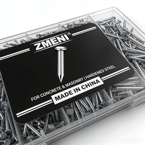 ¾ Concrete Nails – High Strength Masonry Nails (780 PCS) – Galvanized for Hanging Pictures, Frames, Shelves on Brick, Cement, Wood – Heavy Duty & Bend Resistant - size: ¾"-780 PCS