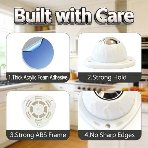 Heavy Duty Self Adhesive Furniture Casters 8 Pack Stick-On Swivel Wheels - color: White-8