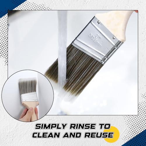 12 Pack Angle Sash Paint Brushes Treated Easy to Grip Wood Handle Synthetic Bristles Smooth Finishes Paint Brushes for Stain Wall Trim Painting Furniture(2 Inch) - size: 2 Inch