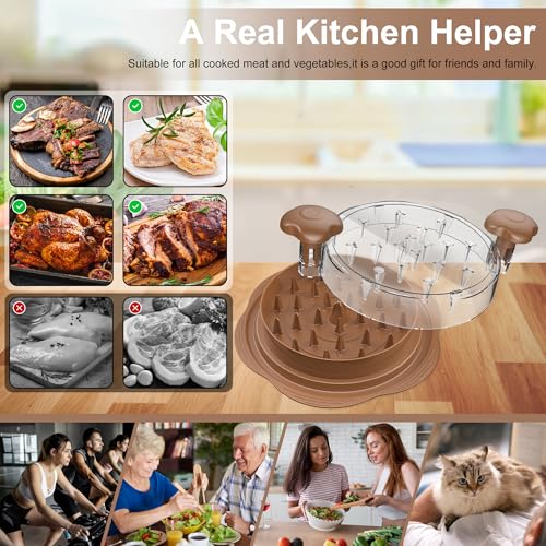 Chicken Shredder Tool Twist Large Meat Shredder with Brush&Fork, Brown - color: Brown