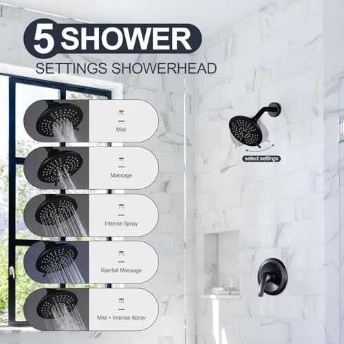 Shower Faucet with Valve, Bathroom Shower Faucet Kit, Solid Brass Shower Head Faucet Set Complete, Single Handle Rain Shower Head Trim Kit for Bathroom, Oil Rubbed Bronze - color: Oil Rubbed Bronze