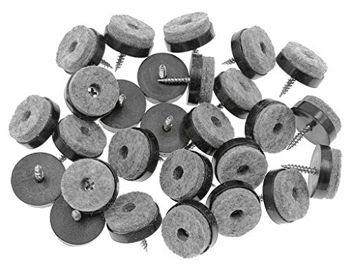 ALIMITOPIA 40pcs Screw-on Furniture Felt Pad Chair Glide Slider Hardwood Floor Protector for Wooden Leg Feet of Chair Table Furniture(Φ24mm or 0.95";Black) - size: 24mm(Black)