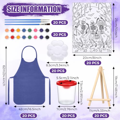Sherr 140 Pcs 20 Set Pre Drawn Canvas Painting Kit, Halloween Style - style: Halloween Style