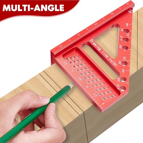 Aleric 3D Multi-Angle Carpenter Hole Scribing Ruler, Aluminum Alloy Multi Angle Measuring Ruler, 22.5-90 Degree Woodworking Protractor, Versatile Woodworking Tool for Engineer Carpenter Crafting