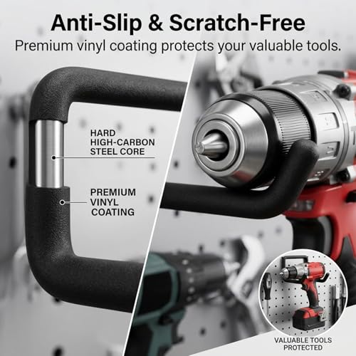 INCLY 10 Pack 1/4" Pegboard Drill Holder Tool Utility Hooks - size: 10 Pack