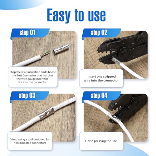 Tellegloww 600pcs Non Insulated Ring Terminal Kit, Fork Butt Connectors