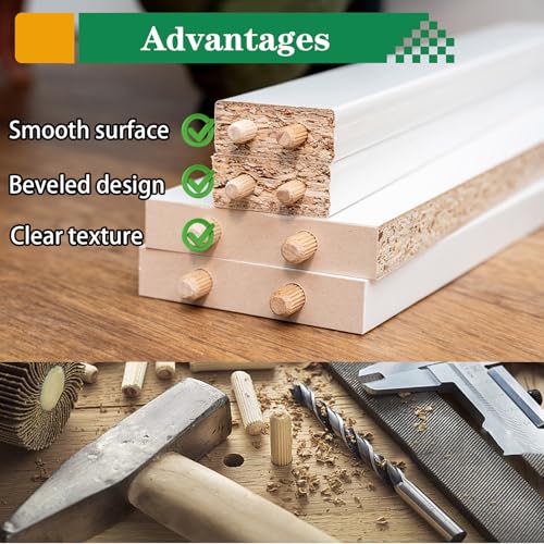 255Pcs 8 Values Wood Dowels Kit 1/4" 5/16" 3/8", Wooden Dowel Pins, Fluted Wood Dowels Rods for Crafts, Furniture, DIY Manual - size: 8 sizes-255pcs