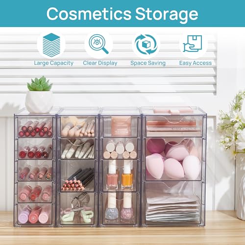 Vtopmart 4 Set Acrylic Desk Organizer with 16 Drawers for Office, Makeup - style: B